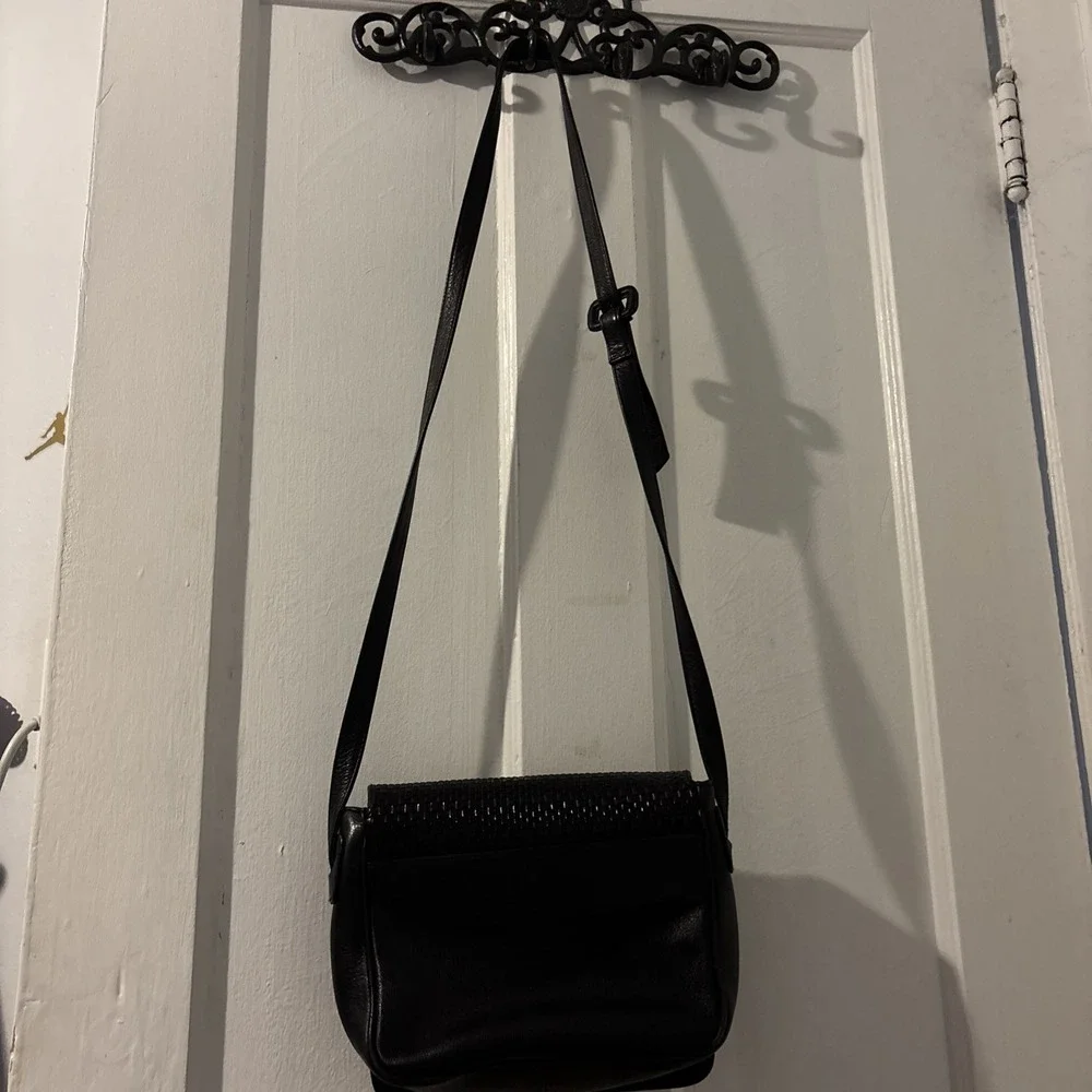 Vintage Linda Allard, Ellen Tracy Black Shoulder Strap Women's Leather‎  Purse